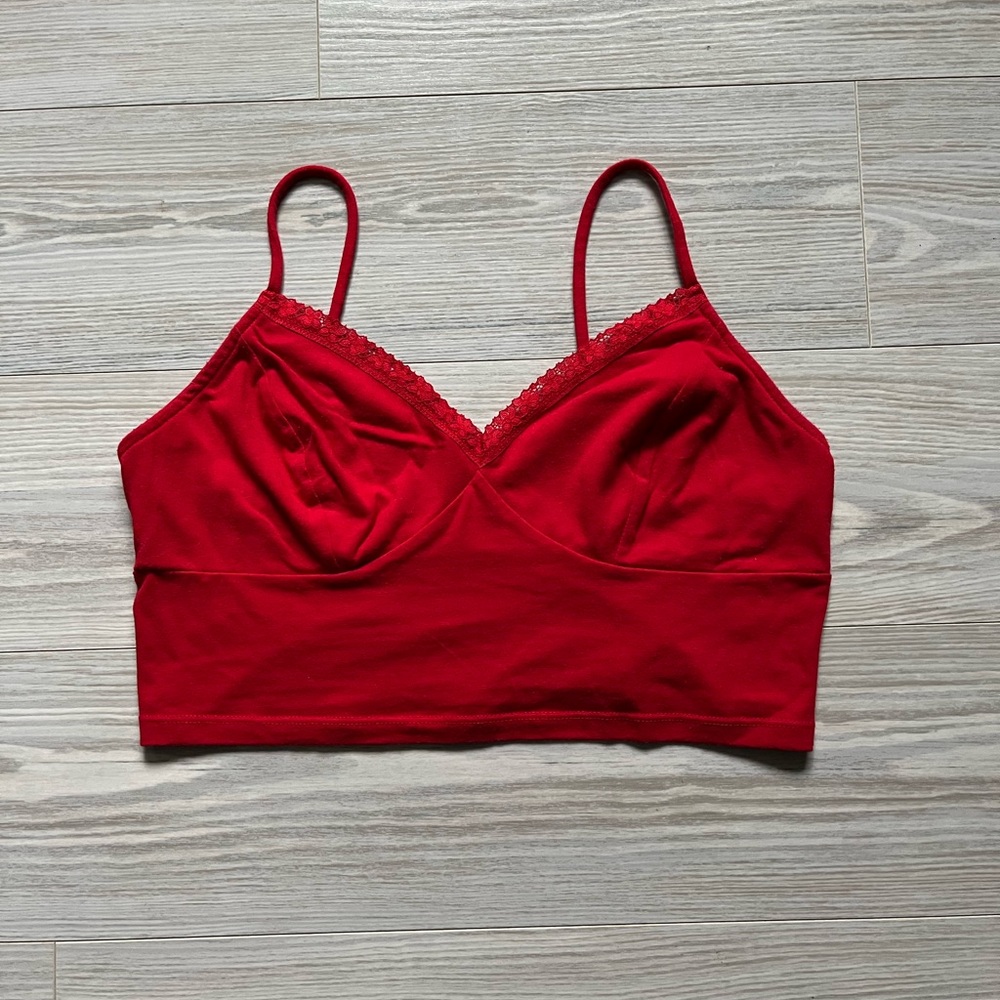 Red Lace Trim Bralette style tank top